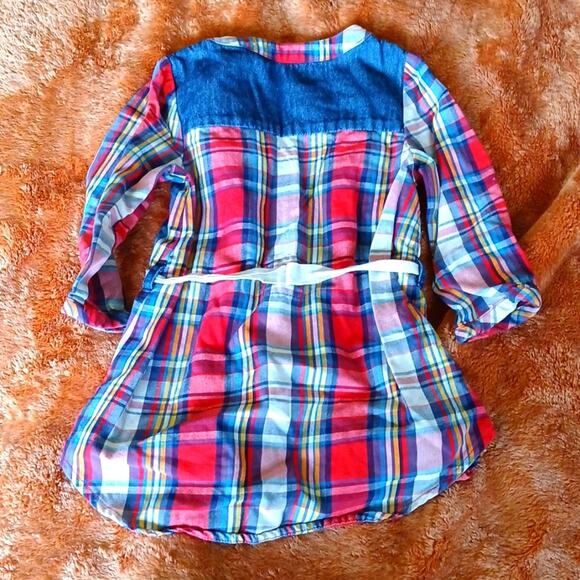 Hanna Andersson Plaid Long Sleeve Dress Red And Blue - Picture 5 of 5